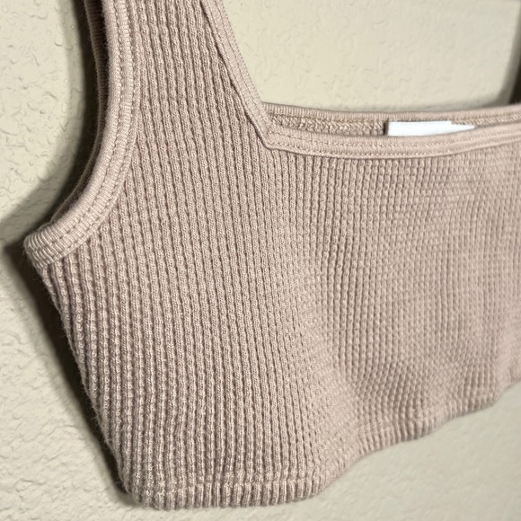 Onia By ANTHROPOLOGIE | Waffle Knit Bralette Bra Crop Women’s Taupe Tan Cream - Picture 16 of 16